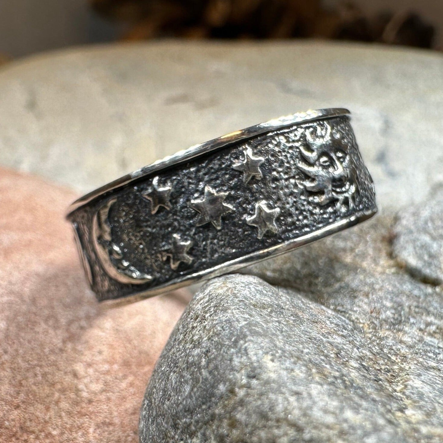 Crescent Moon Ring, Astronomy Ring, Celestial Ring, Outer Space Jewelry, Sun Ring, Science Lover Gift, Wiccan Jewelry, Boho Ring, Mom Gift