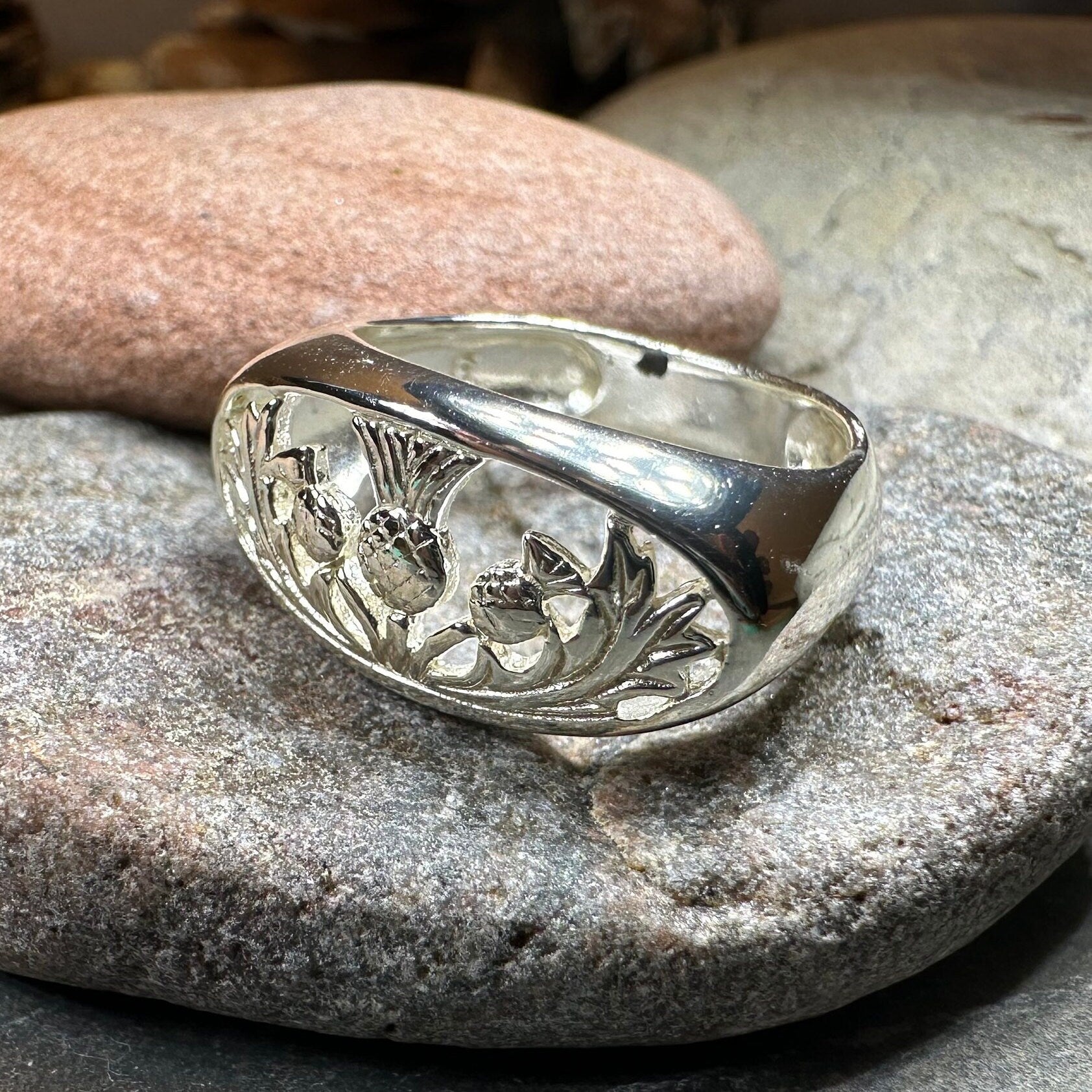 Thistle Ring, Celtic Jewelry, Scotland Jewelry, Flower Jewelry, Scottish Jewelry, Nature Ring, Silver Thistle Jewelry, Mom Gift, Wife Gift