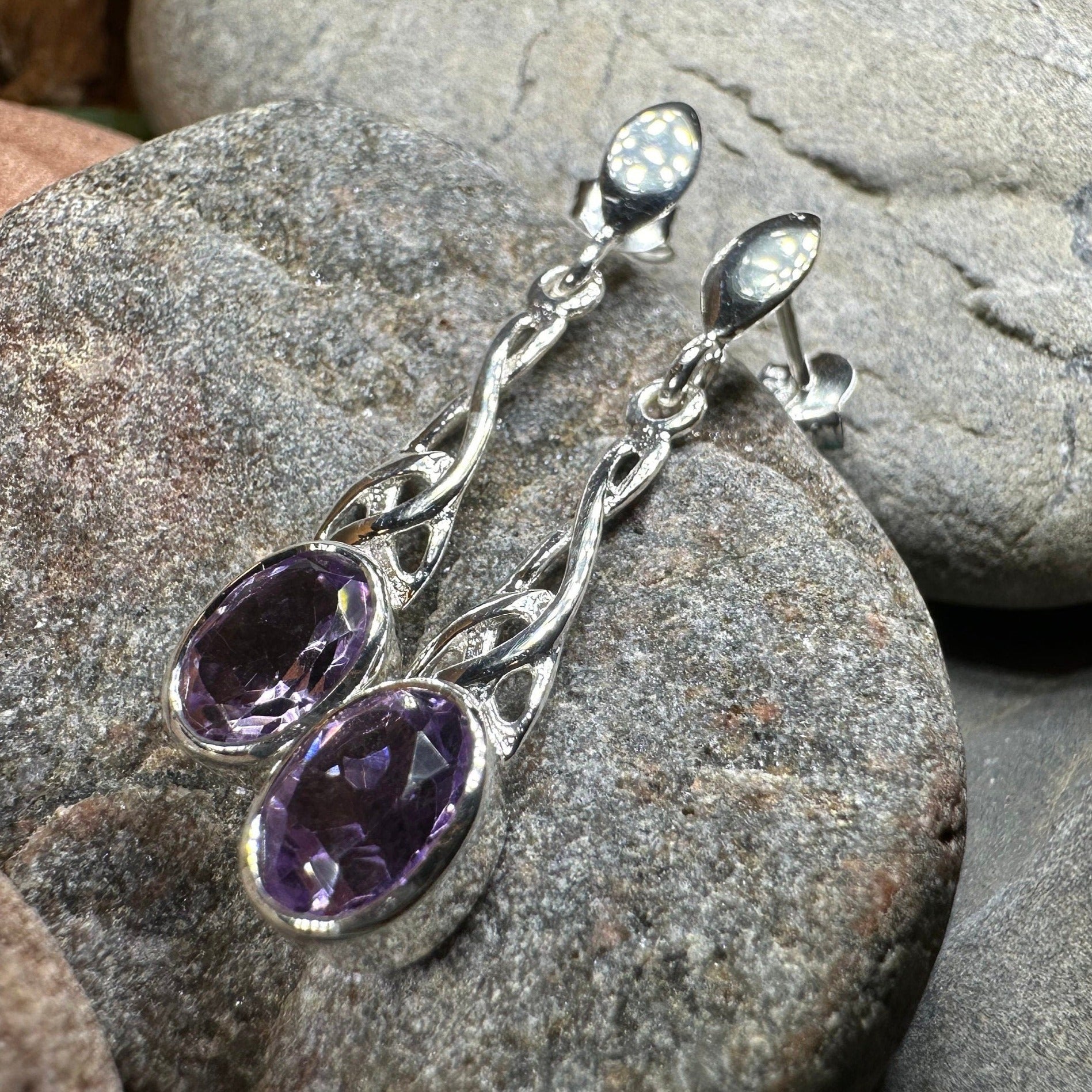 Celtic Knot Earrings, Silver Post Earrings, Irish Jewelry, Scottish Drop Earrings, Silver Ireland Gift, Scotland Gift, Birthstone Earrings