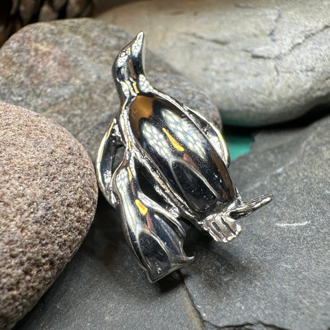 Load image into Gallery viewer, Penguin Brooch, Mother and Child Jewelry, Sterling Silver Brooch, Animal Pin, Family Pin, Mom Gift, Mothers Day Gift, Artisan Pin, Penguins
