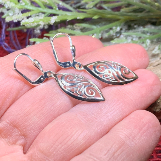 Marquise Trinity Knot Leverback Earrings - Made in Ireland — view 6