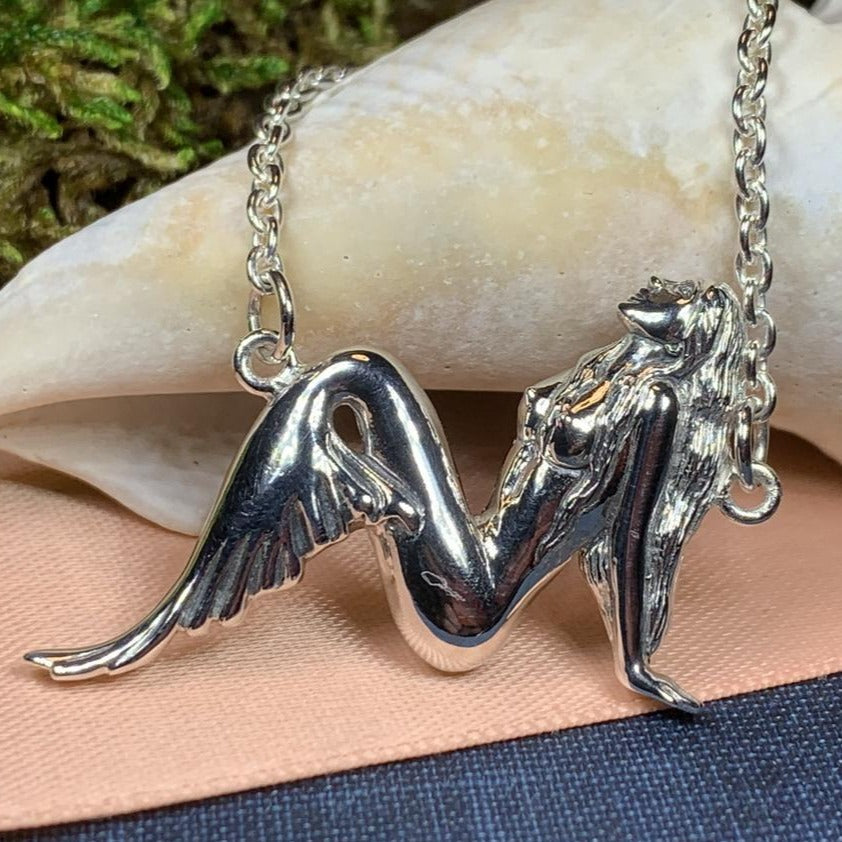 Ocean Mermaid Goddess Necklace in Sterling Silver — view 9