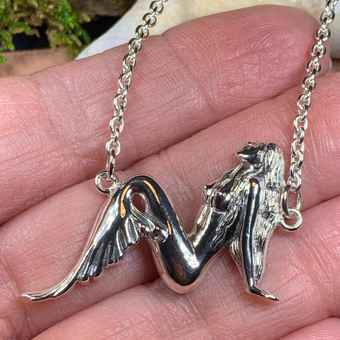 Ocean Mermaid Goddess Necklace in Sterling Silver — view 7
