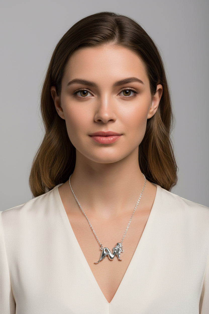 Ocean Mermaid Goddess Necklace in Sterling Silver — view 2