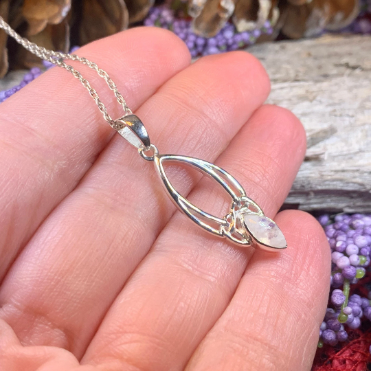 Elegant Moonstone Celtic Trinity Knot Necklace — view 5