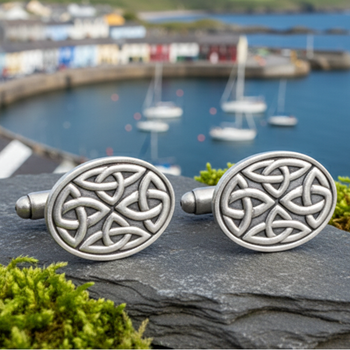 Celtic Trinity Knot Cufflinks for Men in pewter