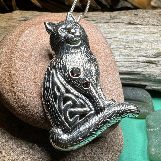 Salem Celtic Cat Necklace in Sterling Silver — view 8