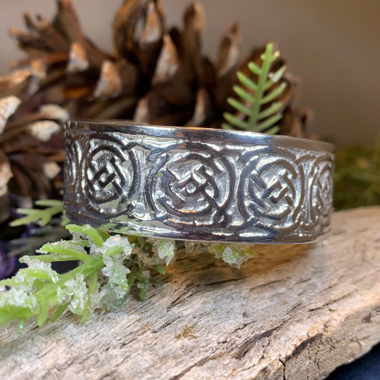 Celtic Knot Pewter Cuff Bracelet - Handmade in Scotland — view 3