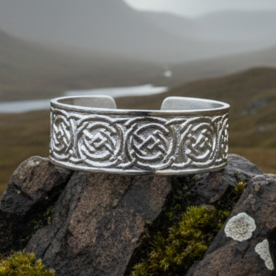 Celtic Knot Pewter Cuff Bracelet - Handmade in Scotland — view 5