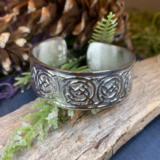 Celtic Knot Pewter Cuff Bracelet - Handmade in Scotland — view 7