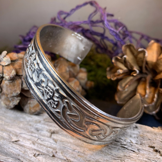 Thistle Pewter Cuff Bracelet - Handmade in Scotland