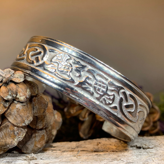 Thistle Pewter Cuff Bracelet - Handmade in Scotland