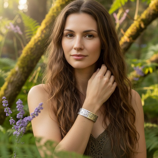 Celtic Mackintosh Flower Cuff Bracelet - Handmade in Scotland