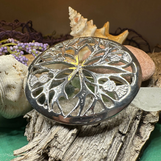 Scottish Thistle Pewter Brooch - Handmade in Scotland — view 3