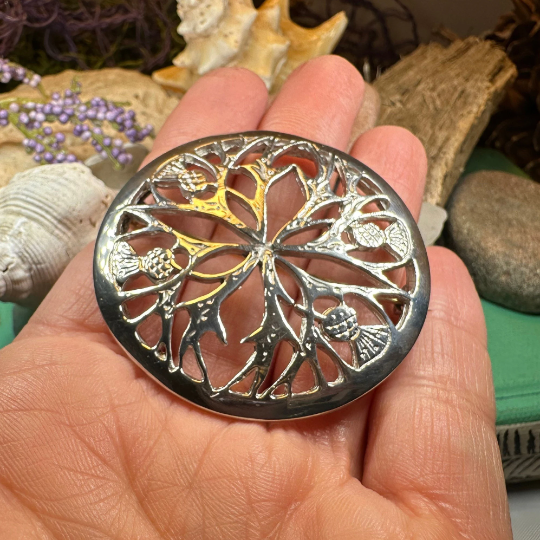 Scottish Thistle Pewter Brooch - Handmade in Scotland — view 7