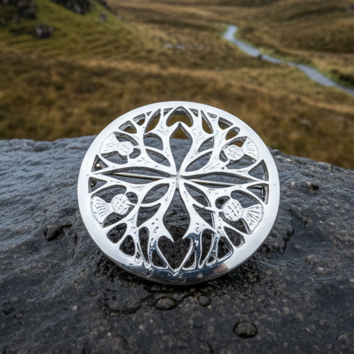 Scottish Thistle Pewter Brooch - Handmade in Scotland