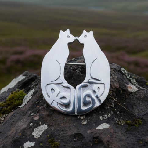 Celtic Cats Brooch - Handmade in Scotland