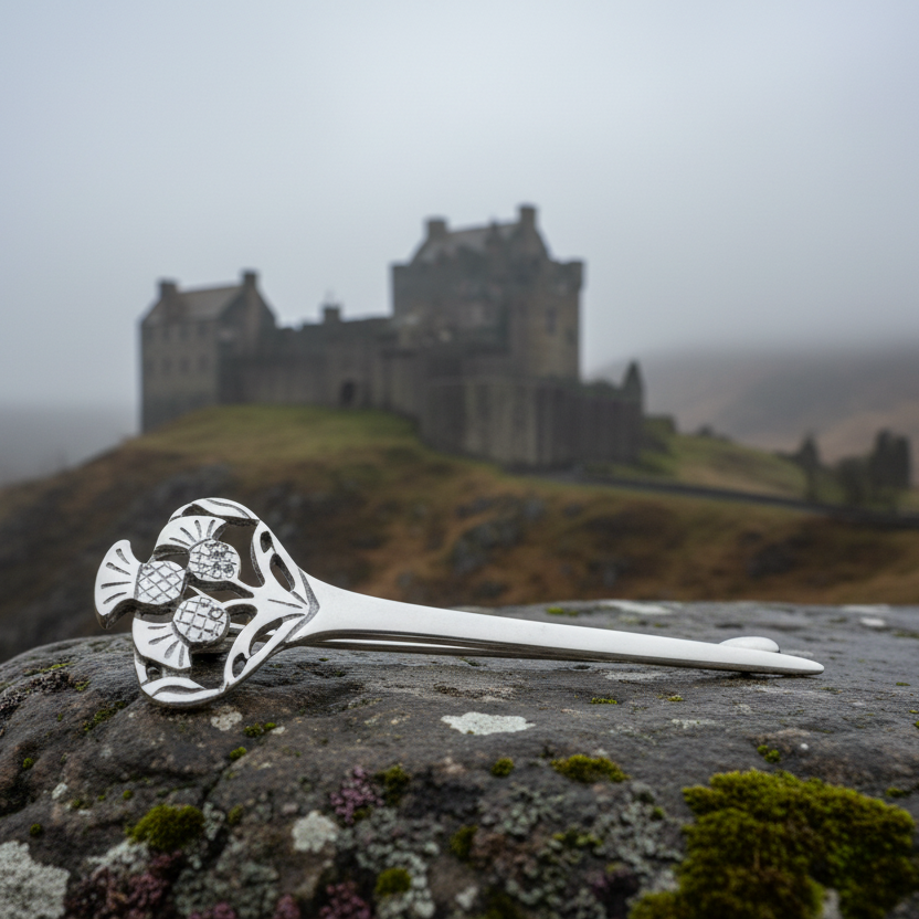 Euan Thistle Sprig Kilt Pin - Handmade in Scotland — view 7