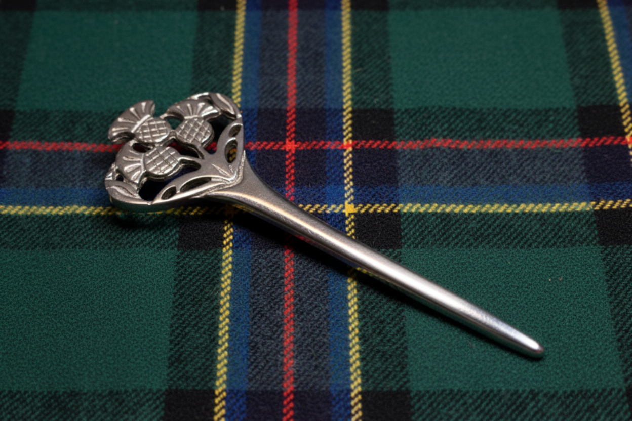 Euan Thistle Sprig Kilt Pin - Handmade in Scotland — view 2