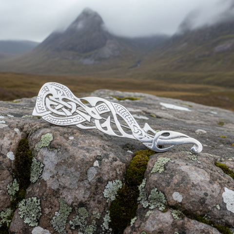 Load image into Gallery viewer, Celtic Dragon Kilt Pin - Handmade in Scotland
