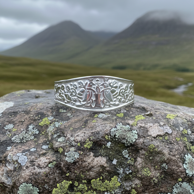 Celtic Love Birds Cuff Bracelet - Handmade in Scotland — view 11