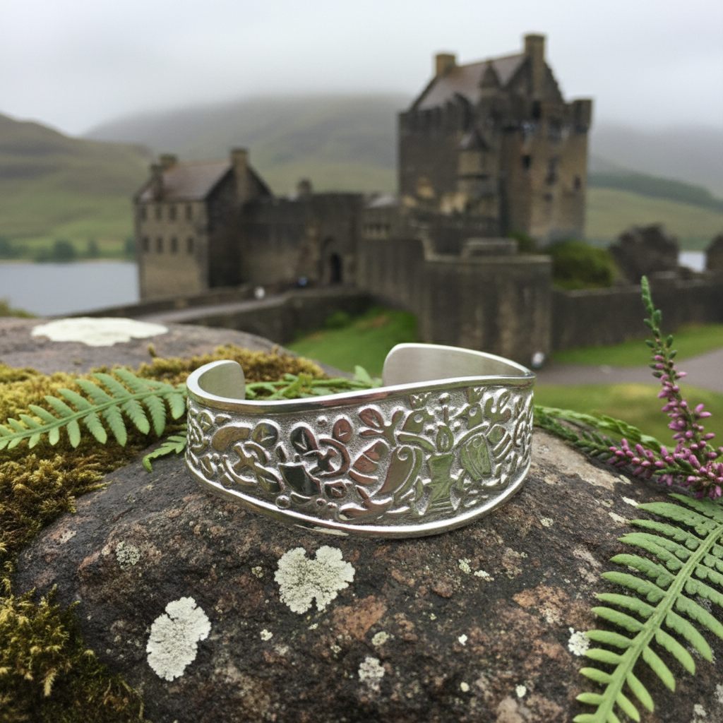 Celtic Love Birds Cuff Bracelet - Handmade in Scotland — view 4