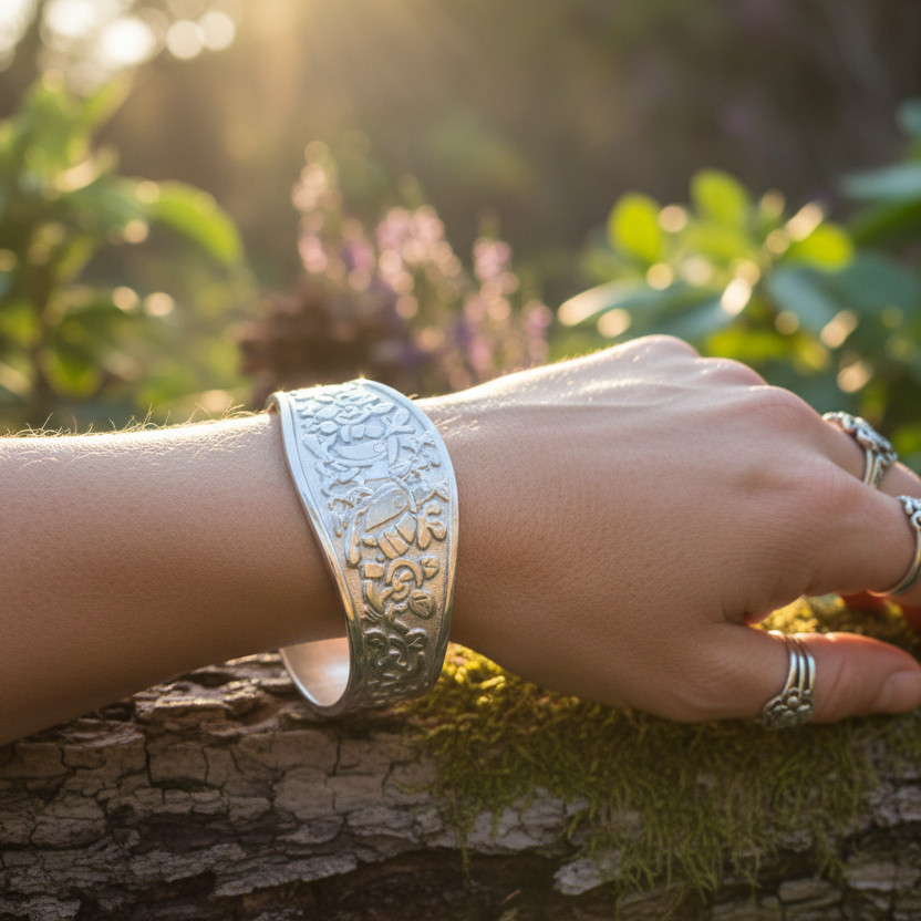 Celtic Love Birds Cuff Bracelet - Handmade in Scotland — view 9