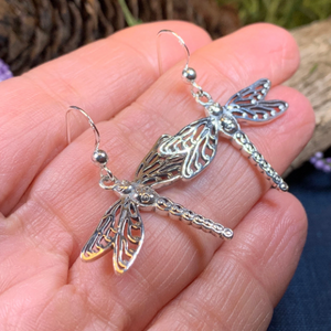 Triple Spiral Dragonfly Earrings