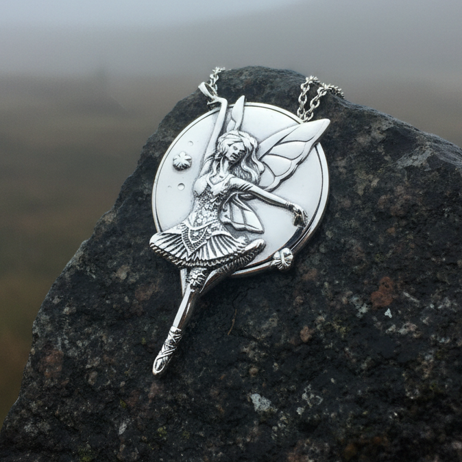 Dancing Butterfly Fairy Necklace in Sterling Silver