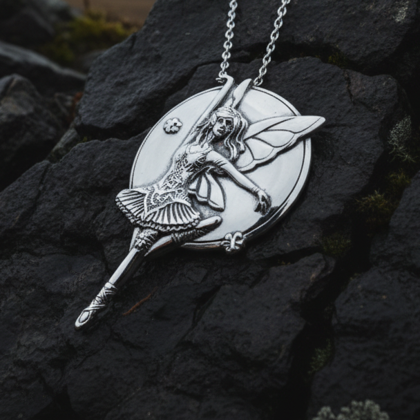 Dancing Butterfly Fairy Necklace in Sterling Silver