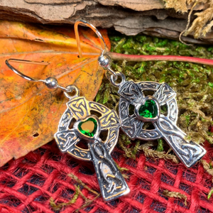 Celtic Cross Heart Earrings