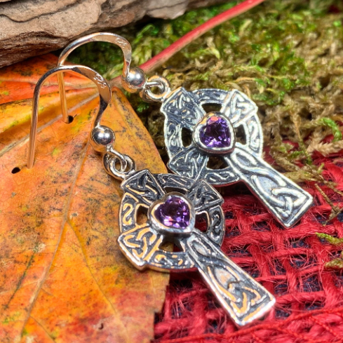 Celtic cross earrings sterling 2025 silver