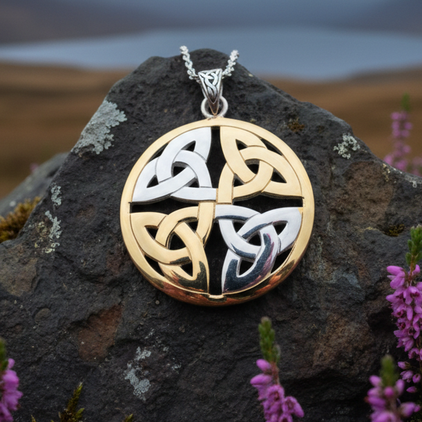 Four Triquetra Knot Necklace — view 3