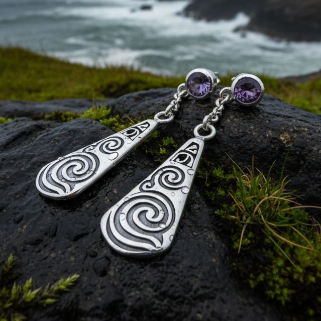 Cablaith Triple Spiral Earrings in sterling silver
