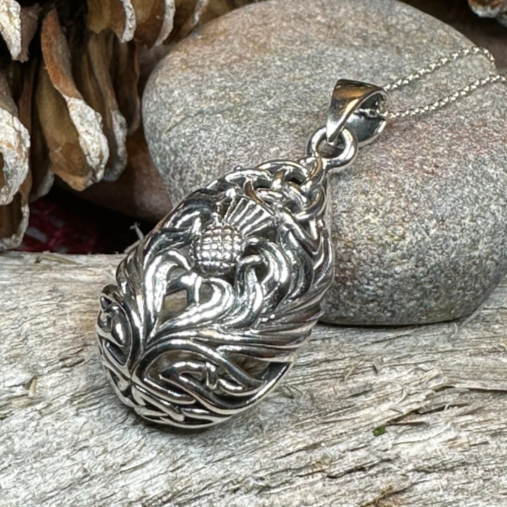 Tobermory Scottish Thistle Necklace in Sterling Silver — view 3