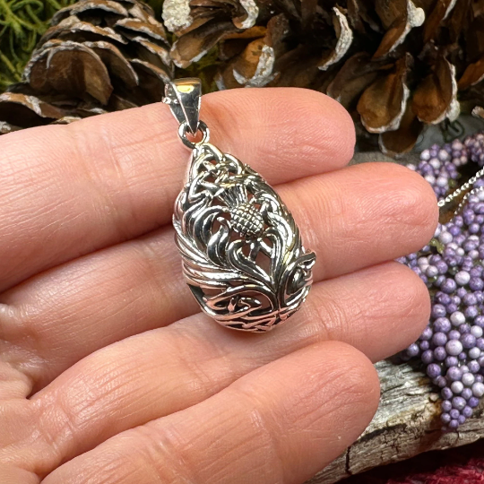 Tobermory Scottish Thistle Necklace in Sterling Silver — view 6