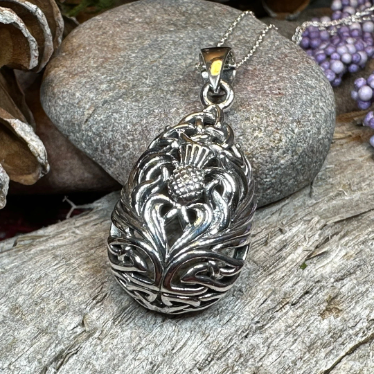 Tobermory Scottish Thistle Necklace in Sterling Silver — view 8