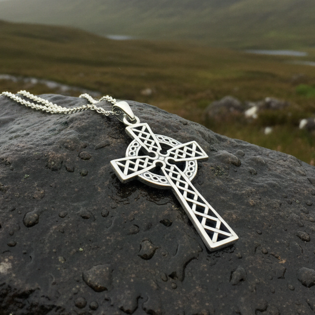 Foellan Celtic Knot Cross Necklace in sterling silver