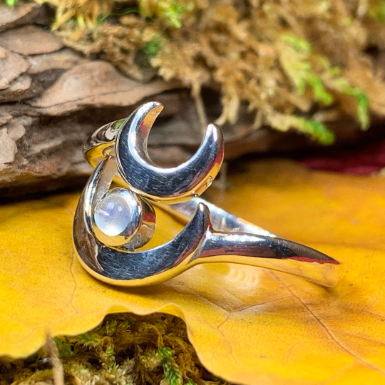Double Crescent Moon Ring in Sterling Silver