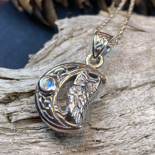 Owl Crescent Moon Necklace