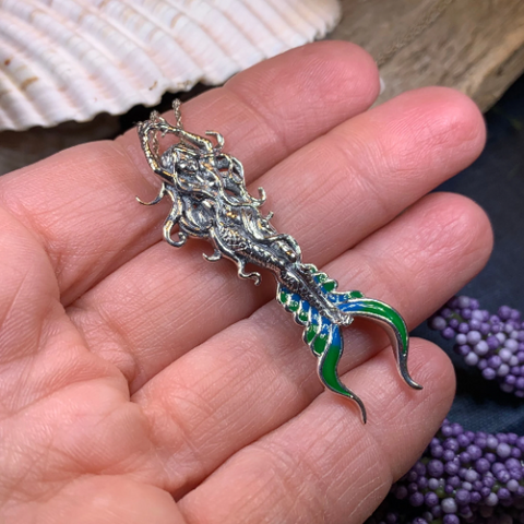 Load image into Gallery viewer, Diver Mermaid Necklace in Sterling Silver
