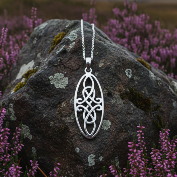 Gillian Celtic Knot Necklace in Sterling Silver — view 6