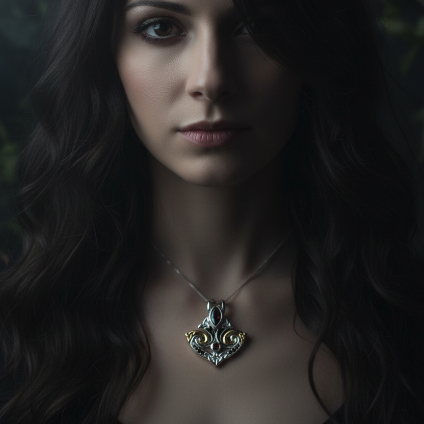 Celtic Triquetra Gemstone Necklace in Sterling Silver — view 2