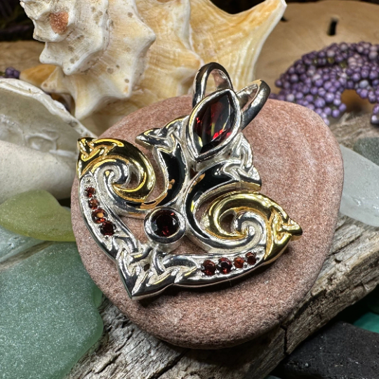 Celtic Triquetra Gemstone Necklace in Sterling Silver — view 11