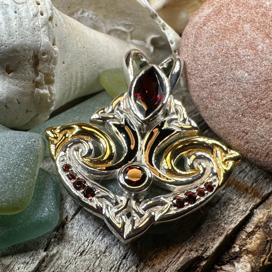 Celtic Triquetra Gemstone Necklace in Sterling Silver — view 7