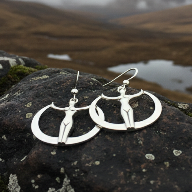 Astra Star Goddess Crescent Moon Earrings — view 7