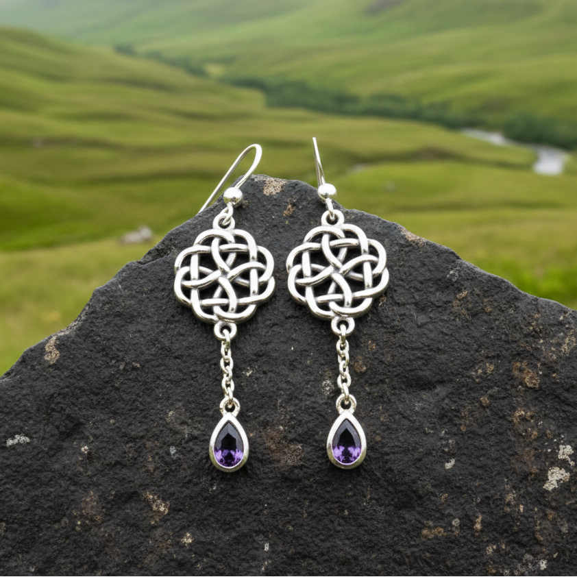 Kate Celtic Knot Earrings in Sterling Silver — view 4