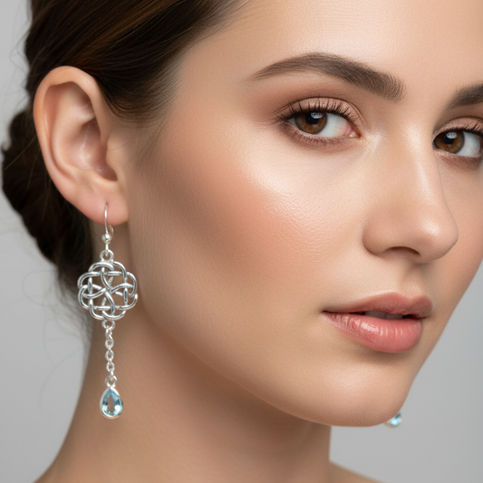Kate Celtic Knot Earrings in Sterling Silver — view 6