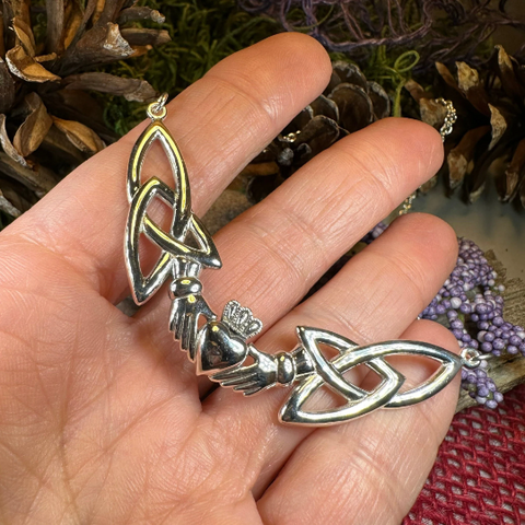 Load image into Gallery viewer, Irish Claddagh Lasting Love Necklace in Sterling Silver
