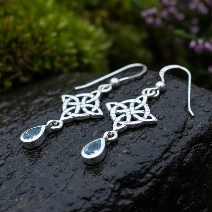 Quaternary Celtic Knot Earrings in Sterling Silver